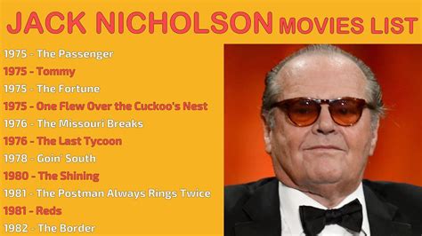 jack nicholson movies chronological list.